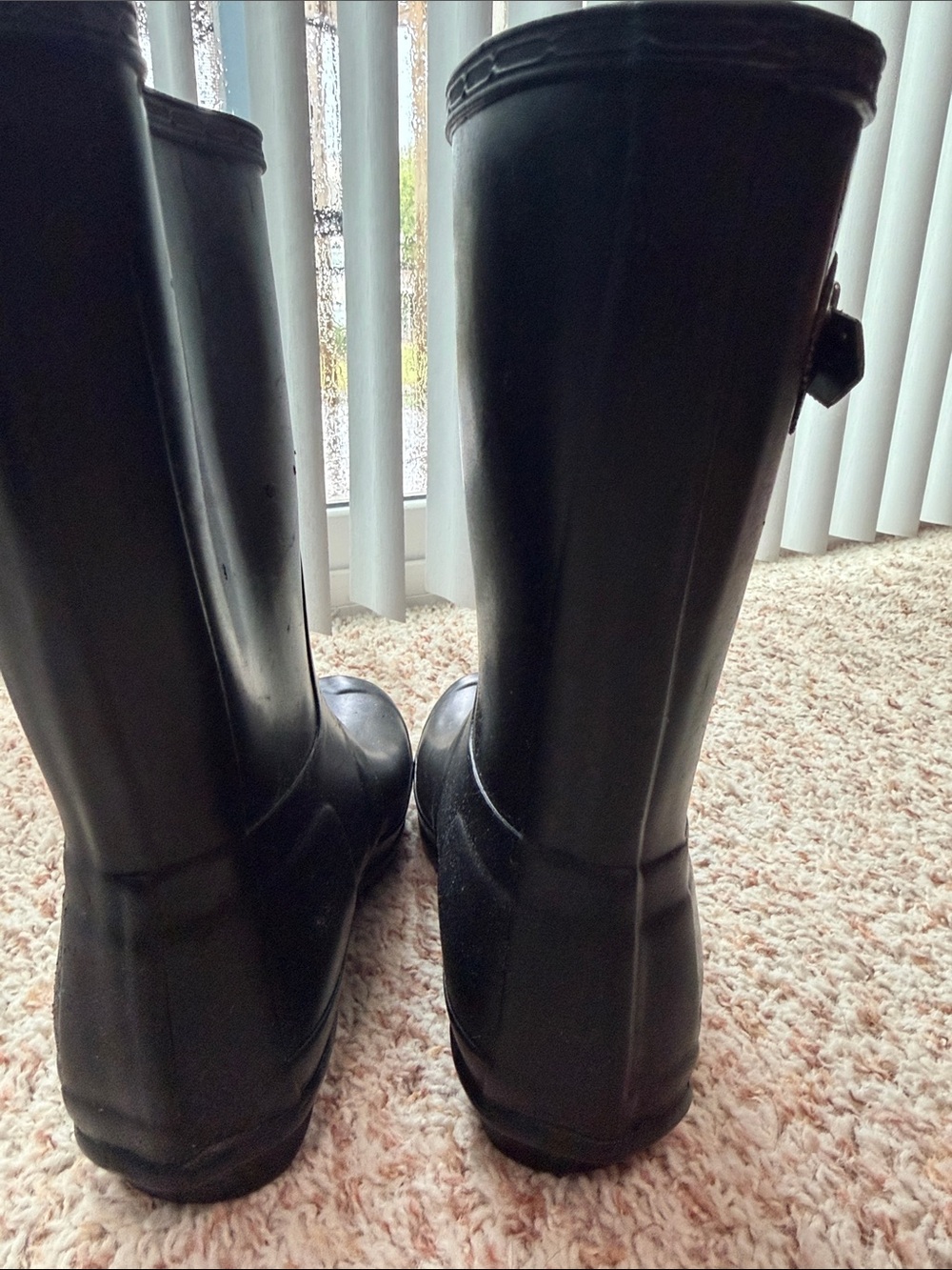 Hunter Black Rubber Rain Boots with Logo - Picture 4 of 6